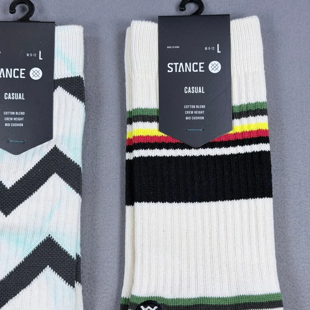 Stance Mens Large Multicolor Cotton Blend Crew Socks 3 Pair Lot Chevron Striped